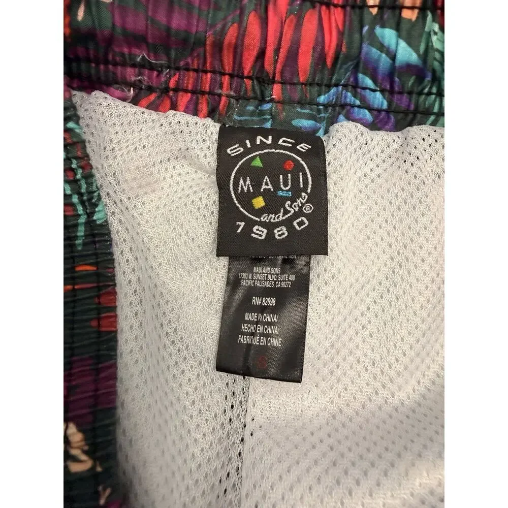 Maui And Sons Swim Trunks Men's Small Floral Board Shorts Bathing Suit Men